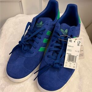 Adidas Gazelle Sneakers - Blue Suede with Green Stripe